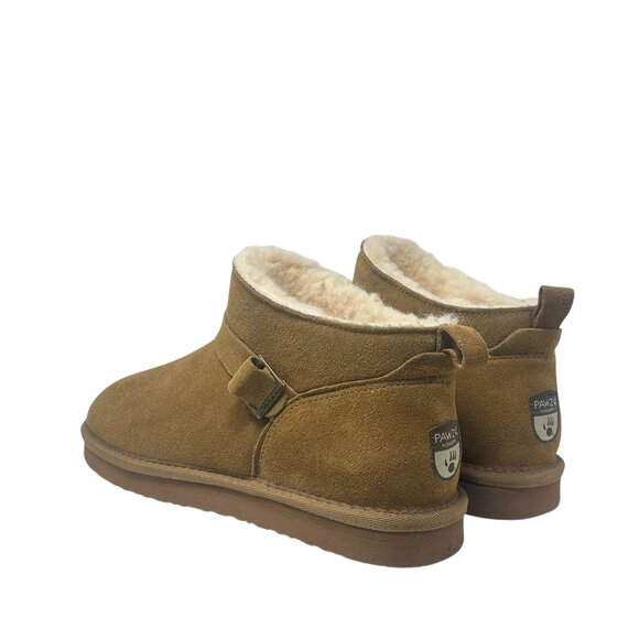 Bearpaw Slip-On Ankle Boots Womens 11 Pawz Brown Suede Leather Buckle NWT Cozy - Picture 5 of 16